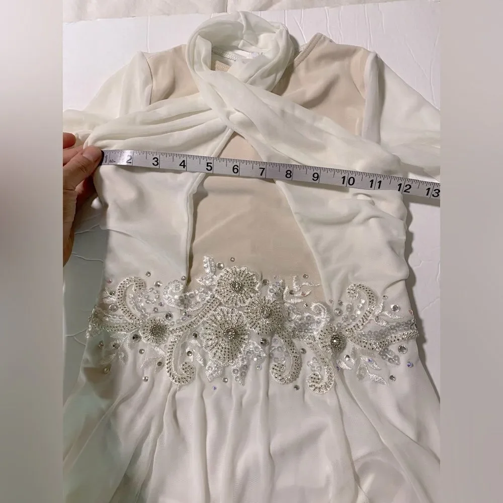WEISSMAN Dance elite lyrical custom solo illusion dress white Star D10402 MC chi